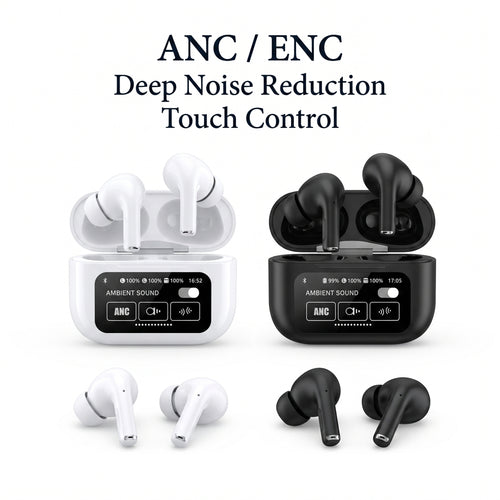 Elite ANC Wireless Earbuds with Full-Color LCD Touch
