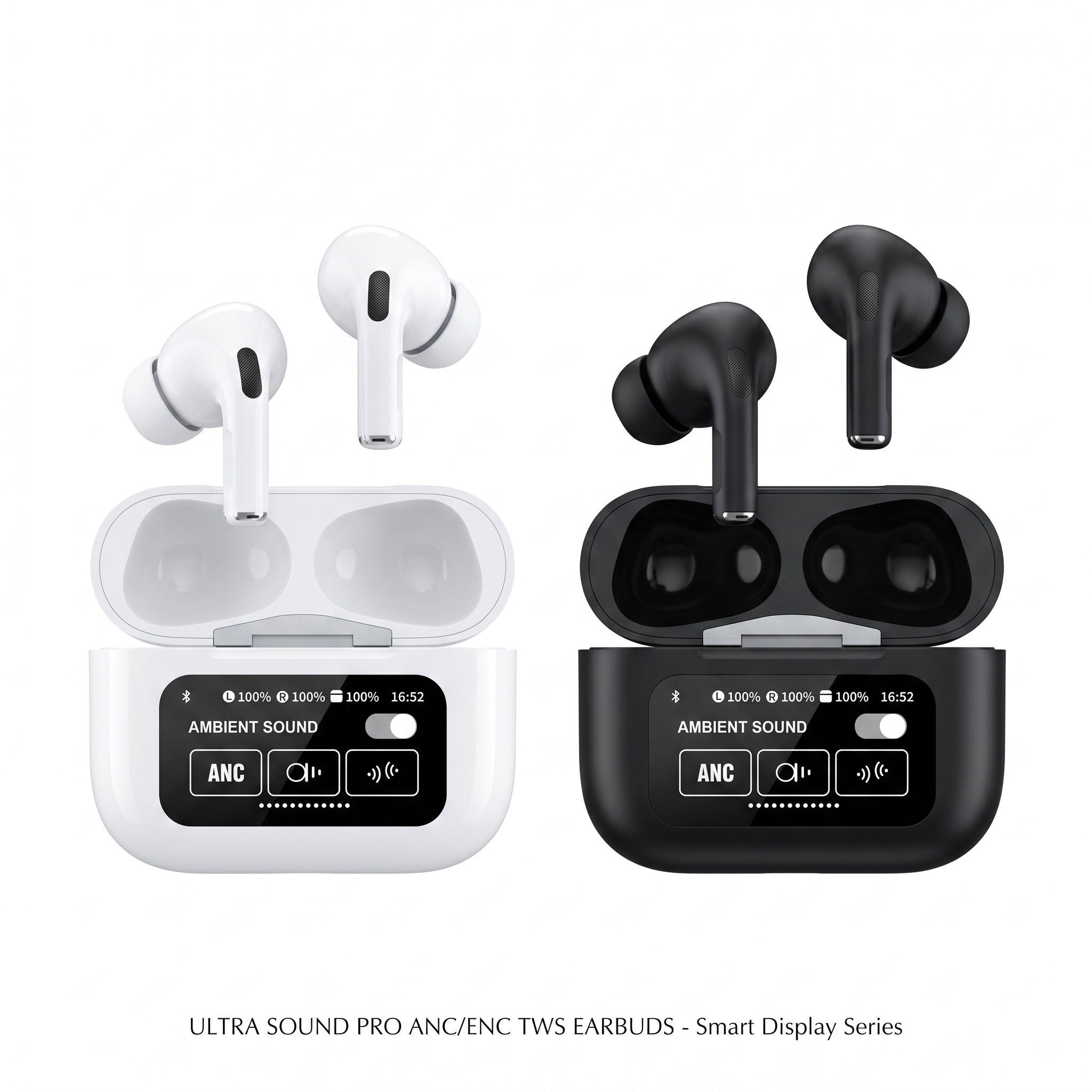 Elite ANC Wireless Earbuds with Full-Color LCD Touch